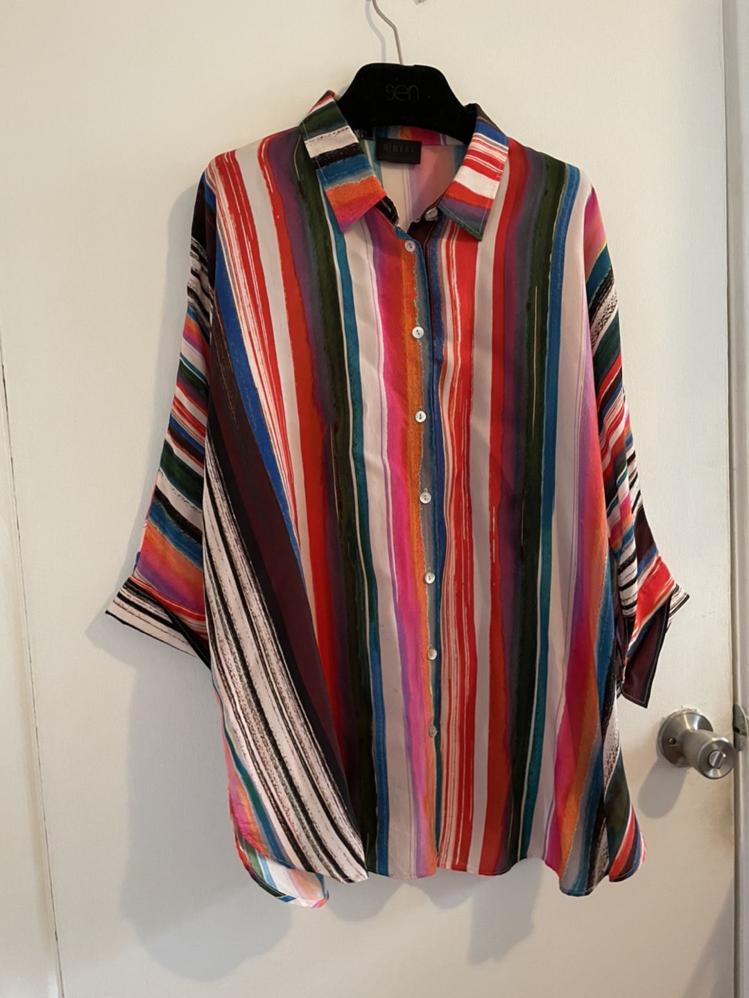 Q’NEEL colorful 3/4 length sleeve buttons shirt image indicator(3)