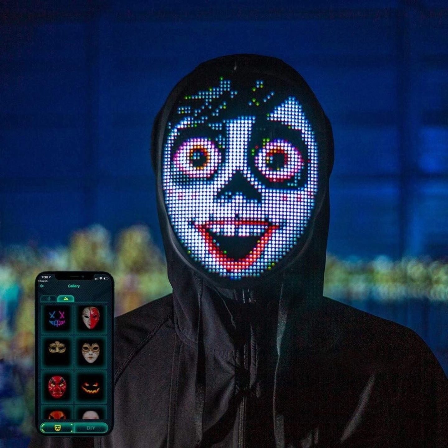 LED screen mask, Halloween cosplay toy - photo 2
