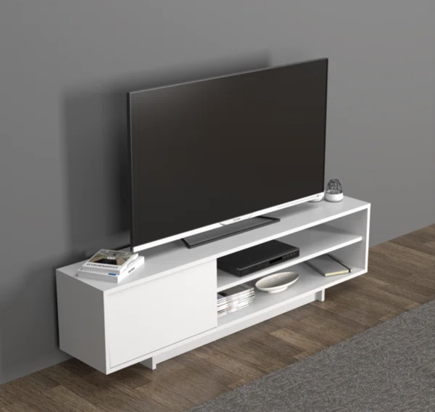 99% NEW TV stand/ media unit in white - photo 2