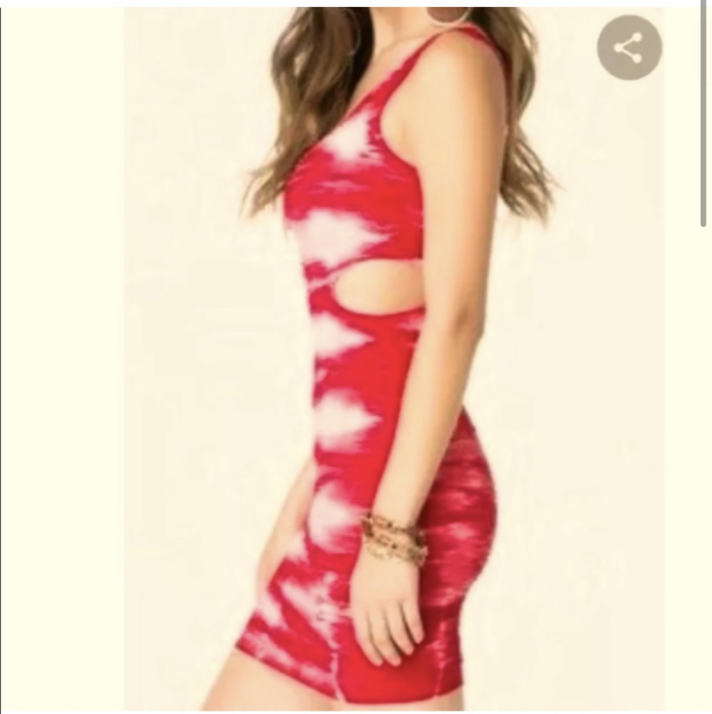 New Bebe bodycon cut out tie dye red dress image indicator(3)