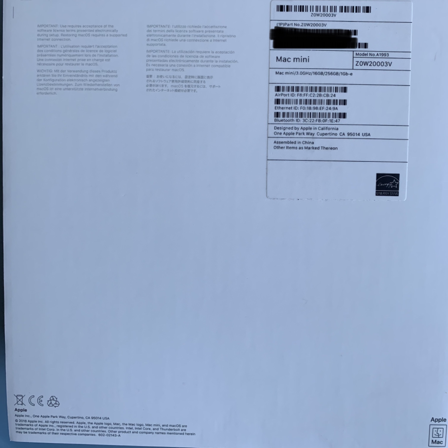 Mac Mini 2018 - 3.0GHZ / i5 / 6-Core / 16GB / 256GB - photo 5