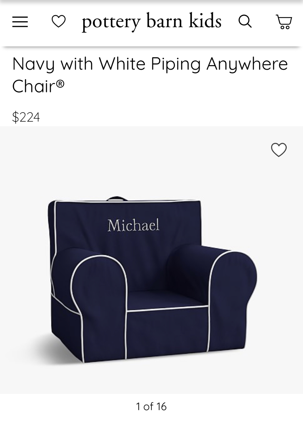 Baby Chair with Julian name on thumbnail