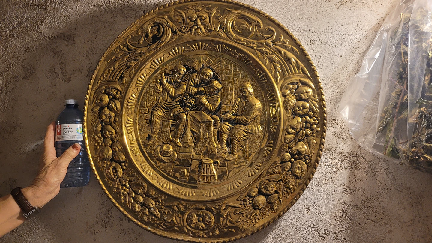vintage Antique Brass copper hammered plates - photo 3