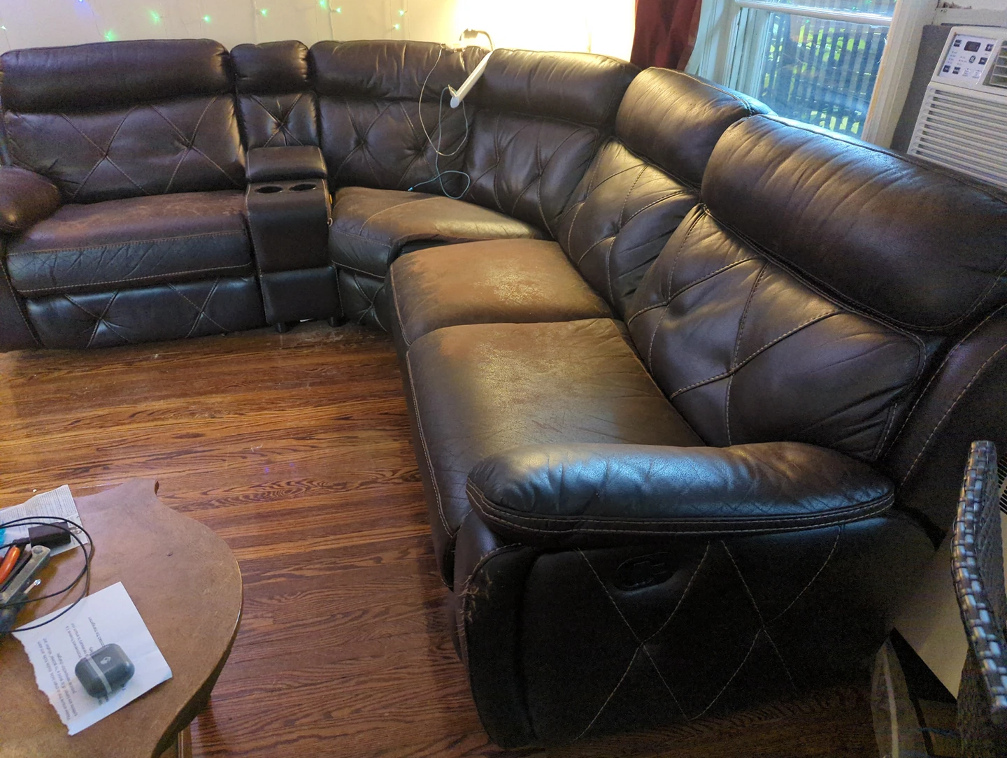 CURB ALERT  WORN RECLINER SECTIONAL COUCH 9'X10' #freecycle image indicator(4)