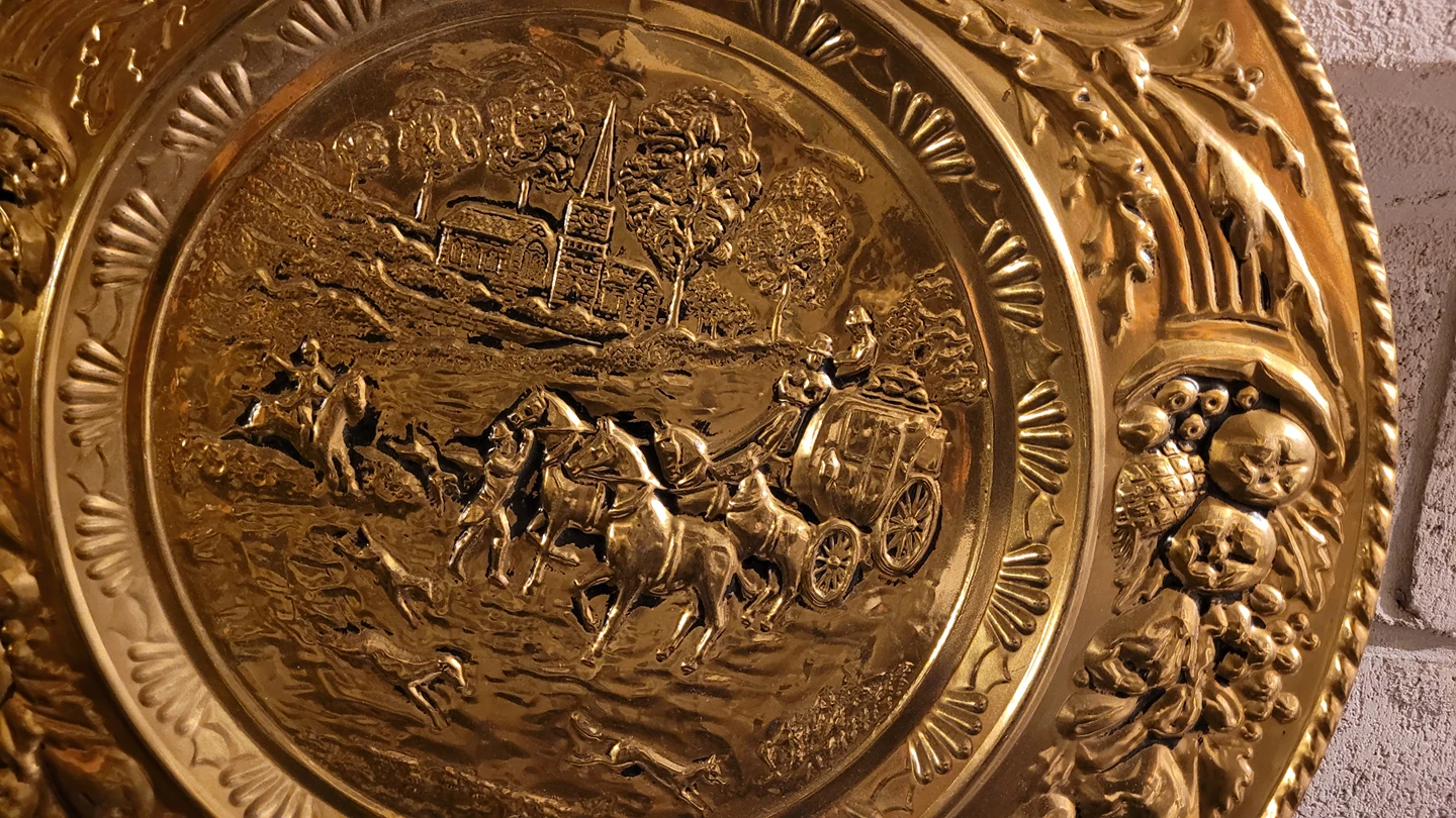 vintage Antique Brass copper hammered plates