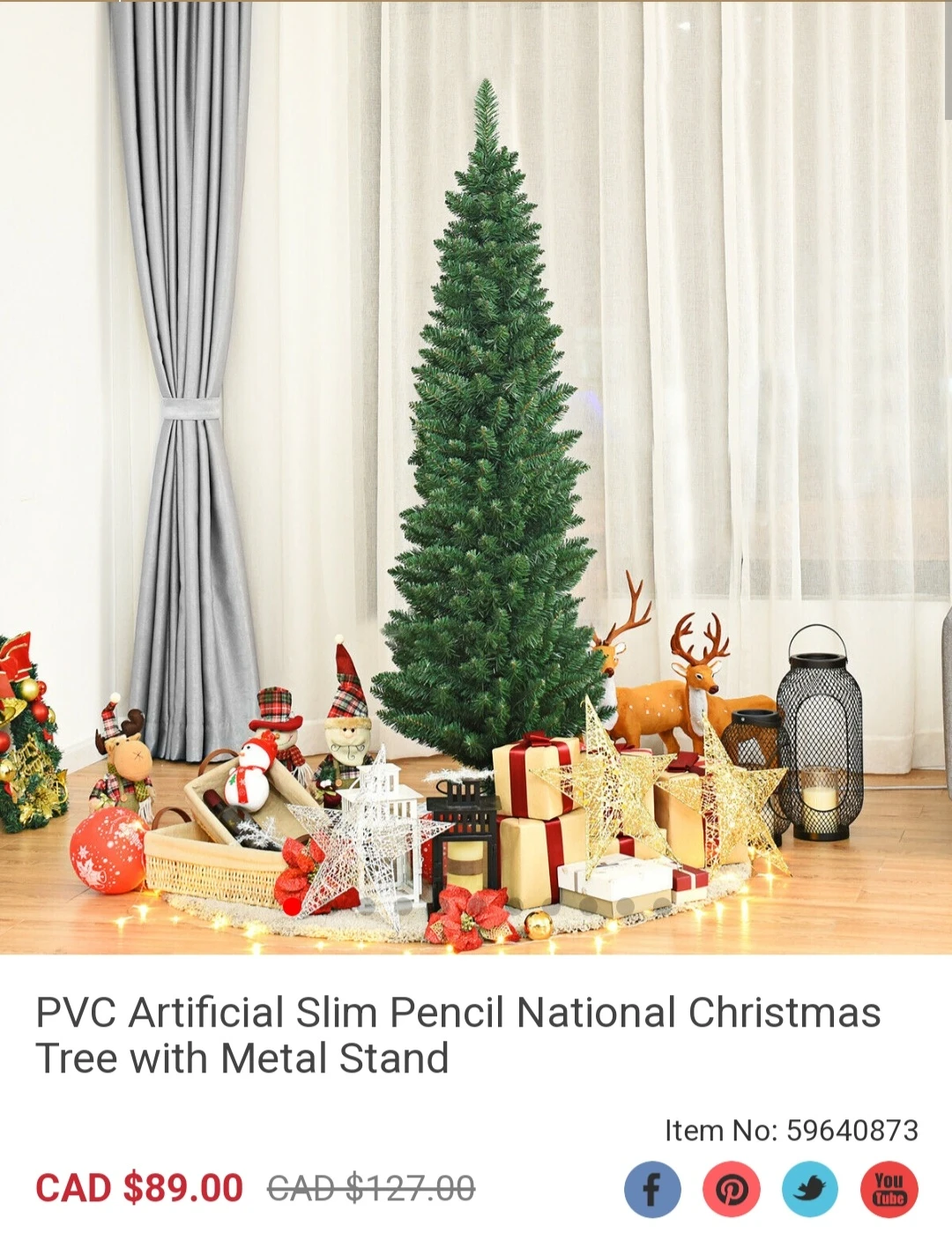 PVC Artificial Slim Pencil National Christmas Tree thumbnail