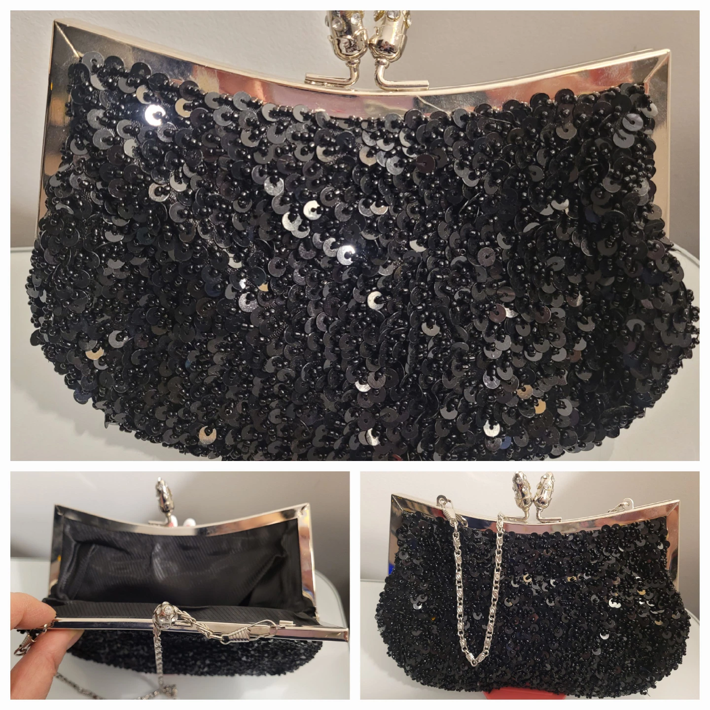 Black sequin formal evening purse/clutch bag