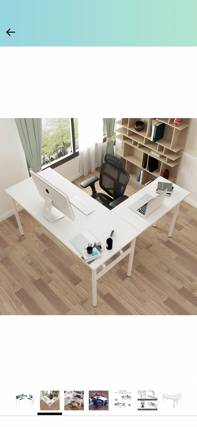L shape corner desk white