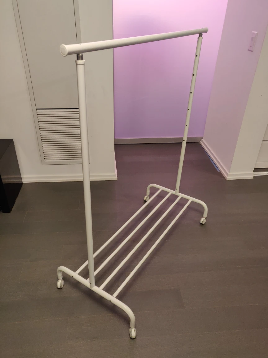 RIGGA White Rolling Standing Clothing Rack