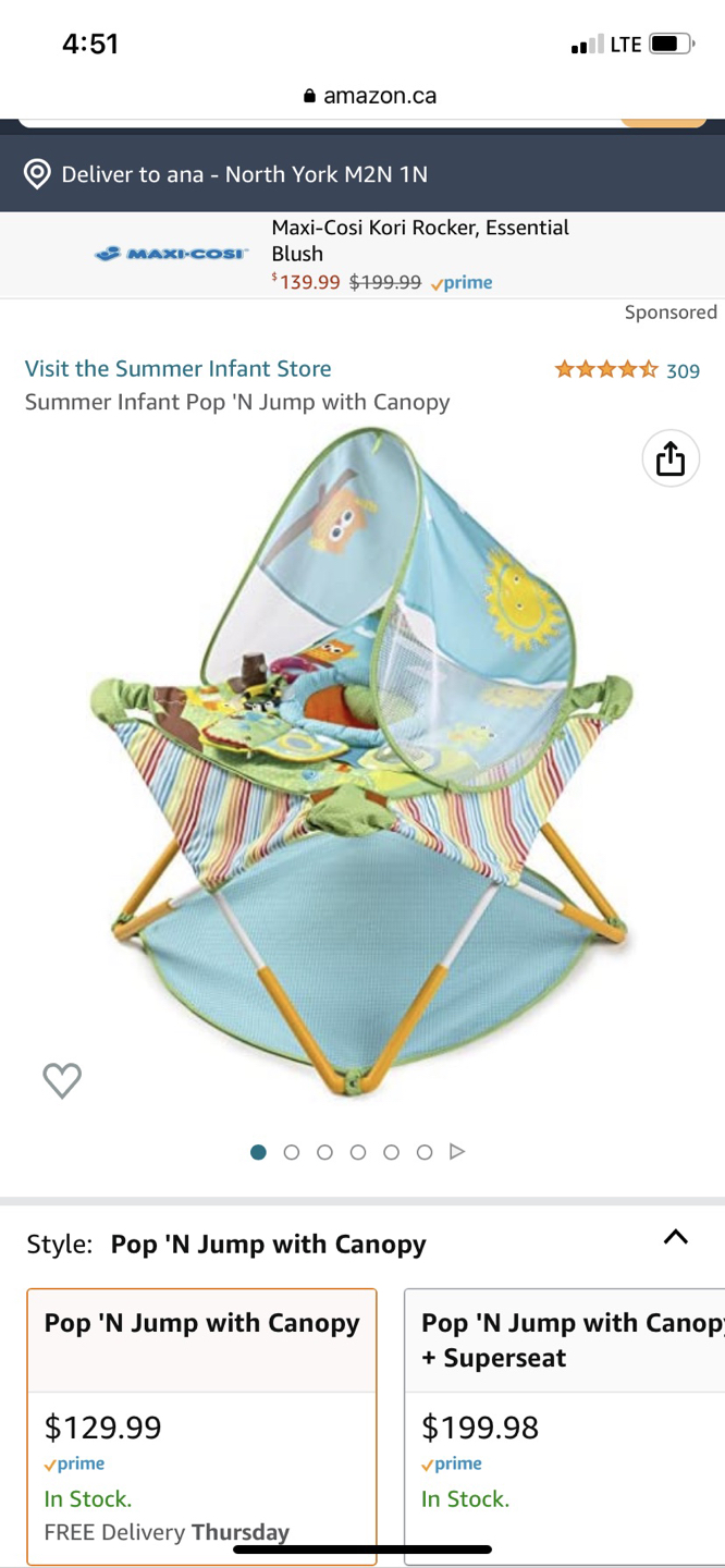Summer infant pump and jump with canopy💰💰