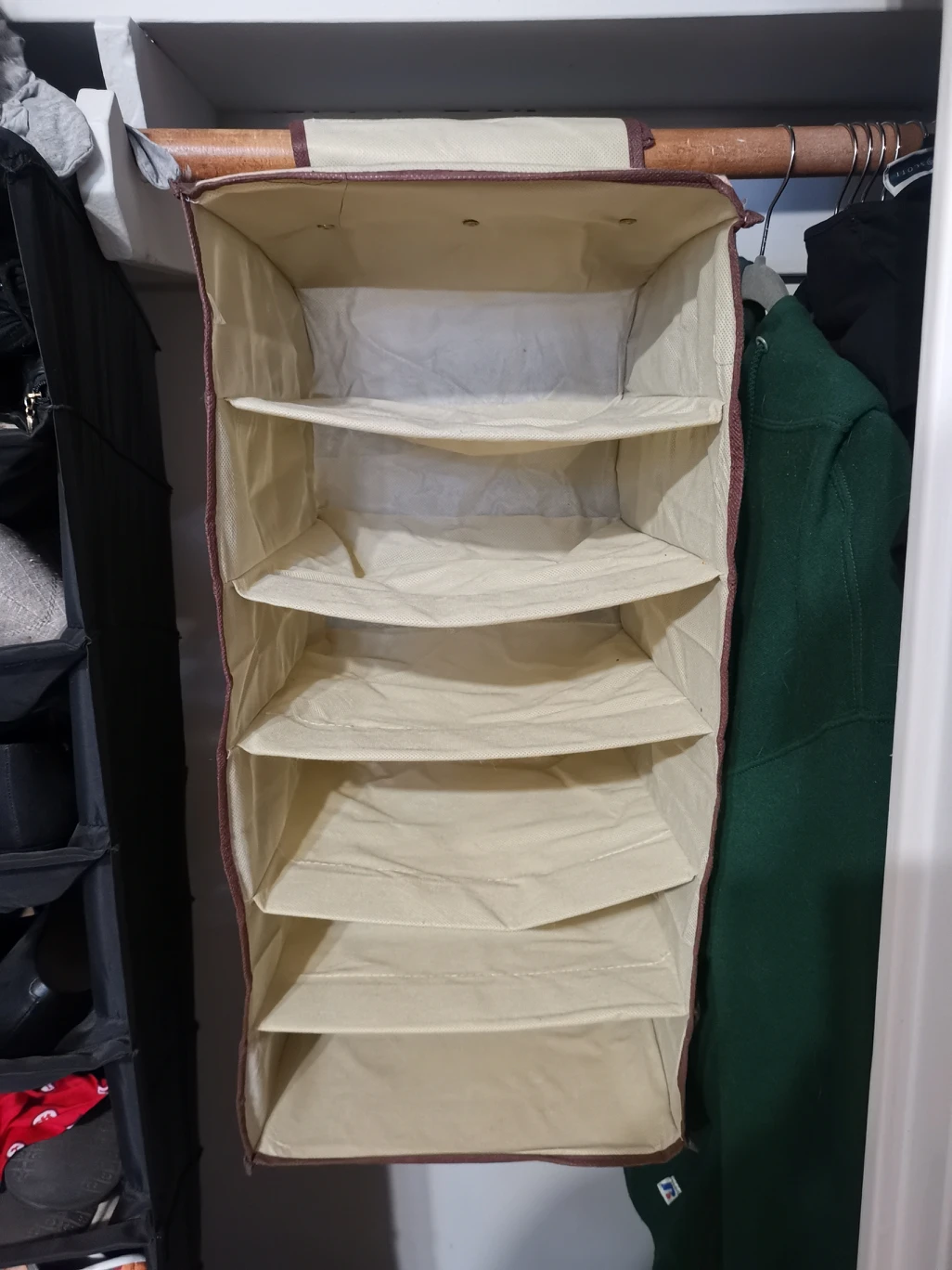 Closet organizer hanging shelves