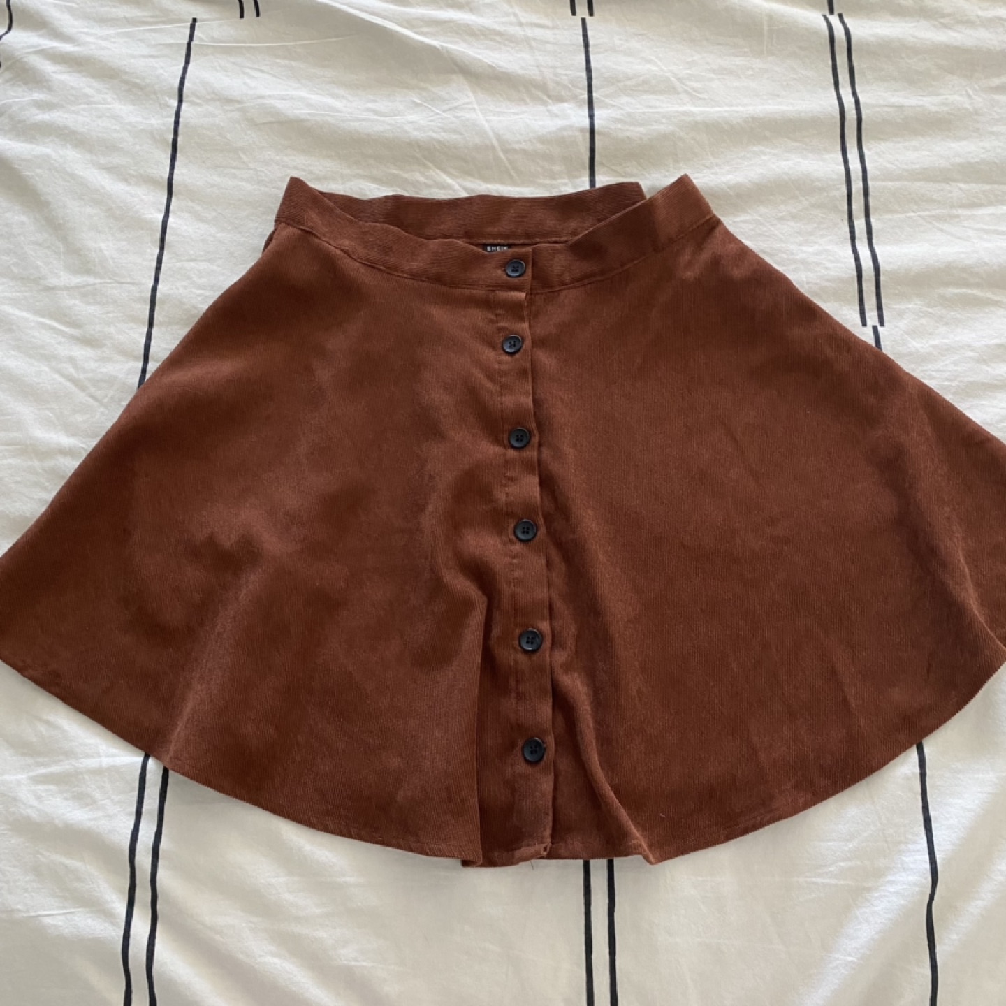 Brown Corduroy button up skirt thumbnail