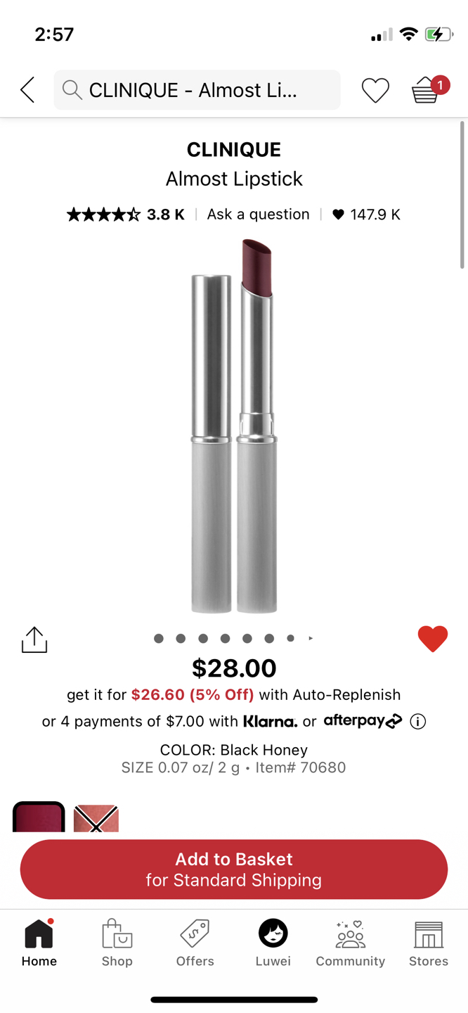 CLINIQUE - Almost Lipstick in Shade Black Honey 1.2g mini