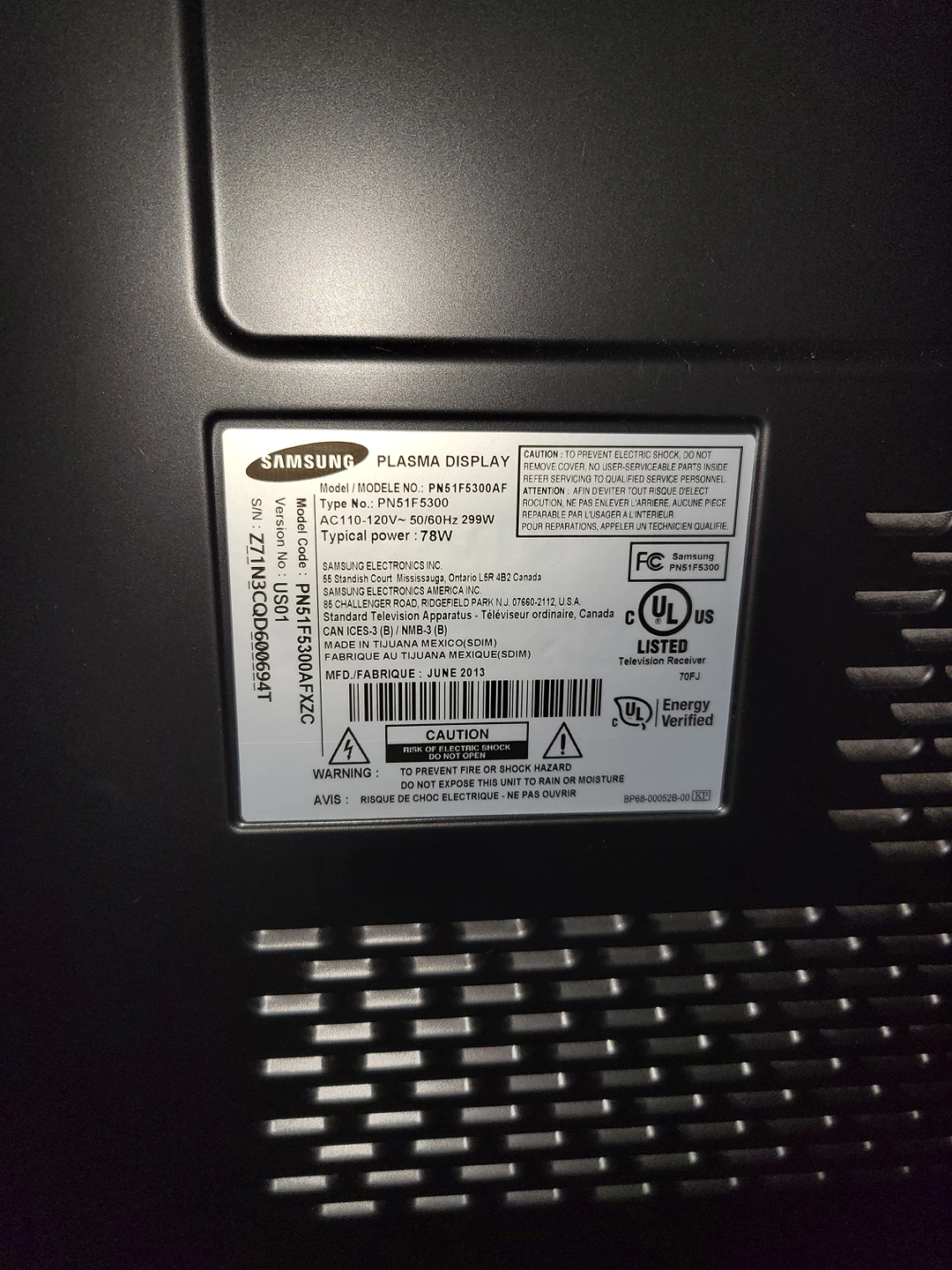 Samsung - 51" Class (50-3/4" Diag.) - Plasma - 1080p - HDTV - photo 3