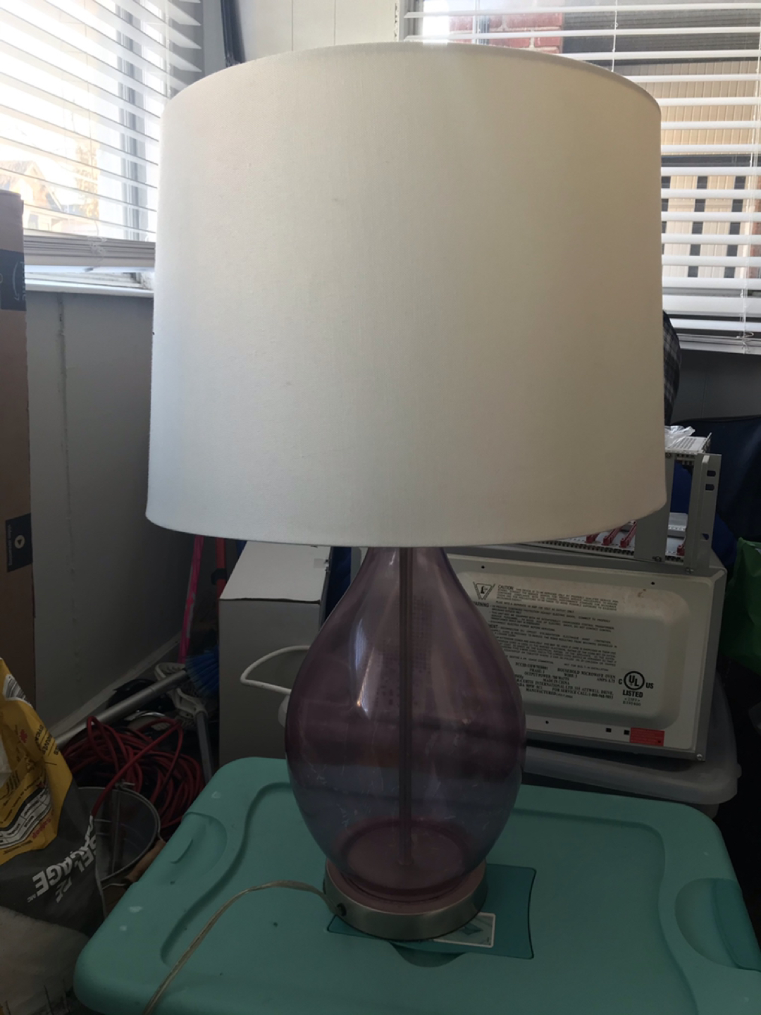 Vintage pink glass lamp thumbnail