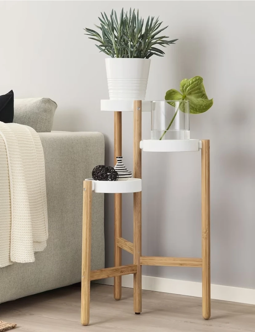 IKEA Plant Stand SATSUMAS White & Bamboo - photo 2