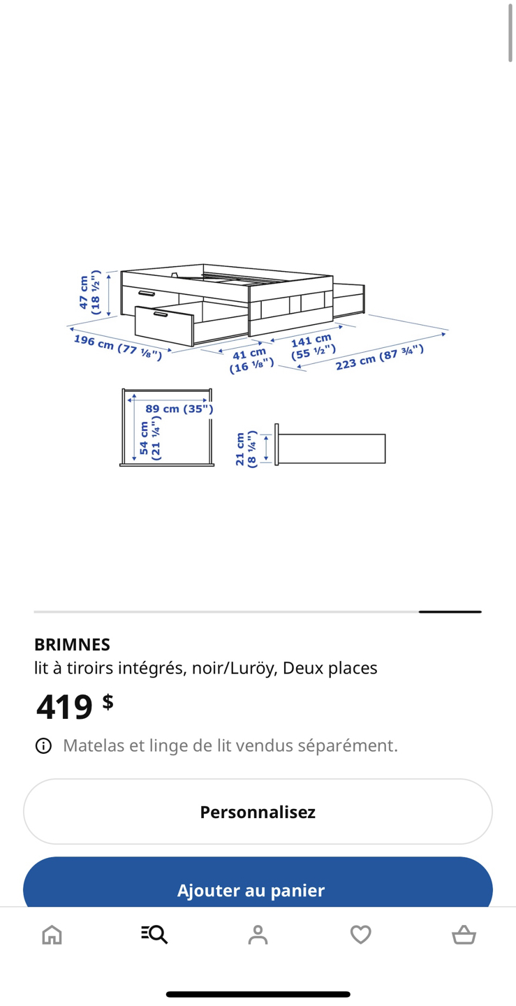 BLACK BRIMNES Headboard + Bed frame with storage Ikea - photo 4