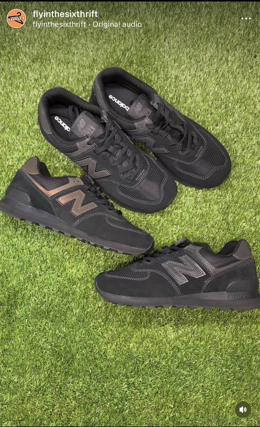 Brand New New Balance 574 (Triple Black) thumbnail