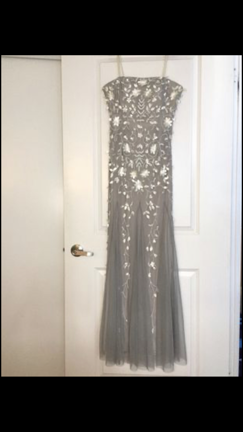 Adrianna Papell Hand-beaded 3D Floral Strapless Dress/Gown