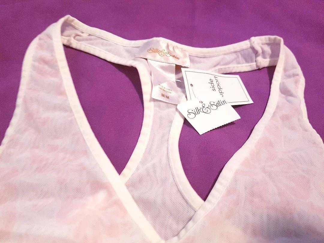NEW Lace cami pj set white pink image indicator(2)
