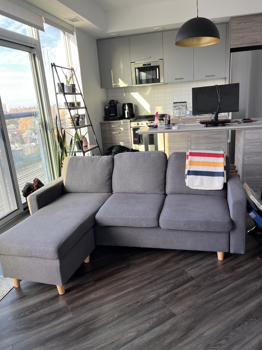 Small L Sectional Couch - Mid Grey