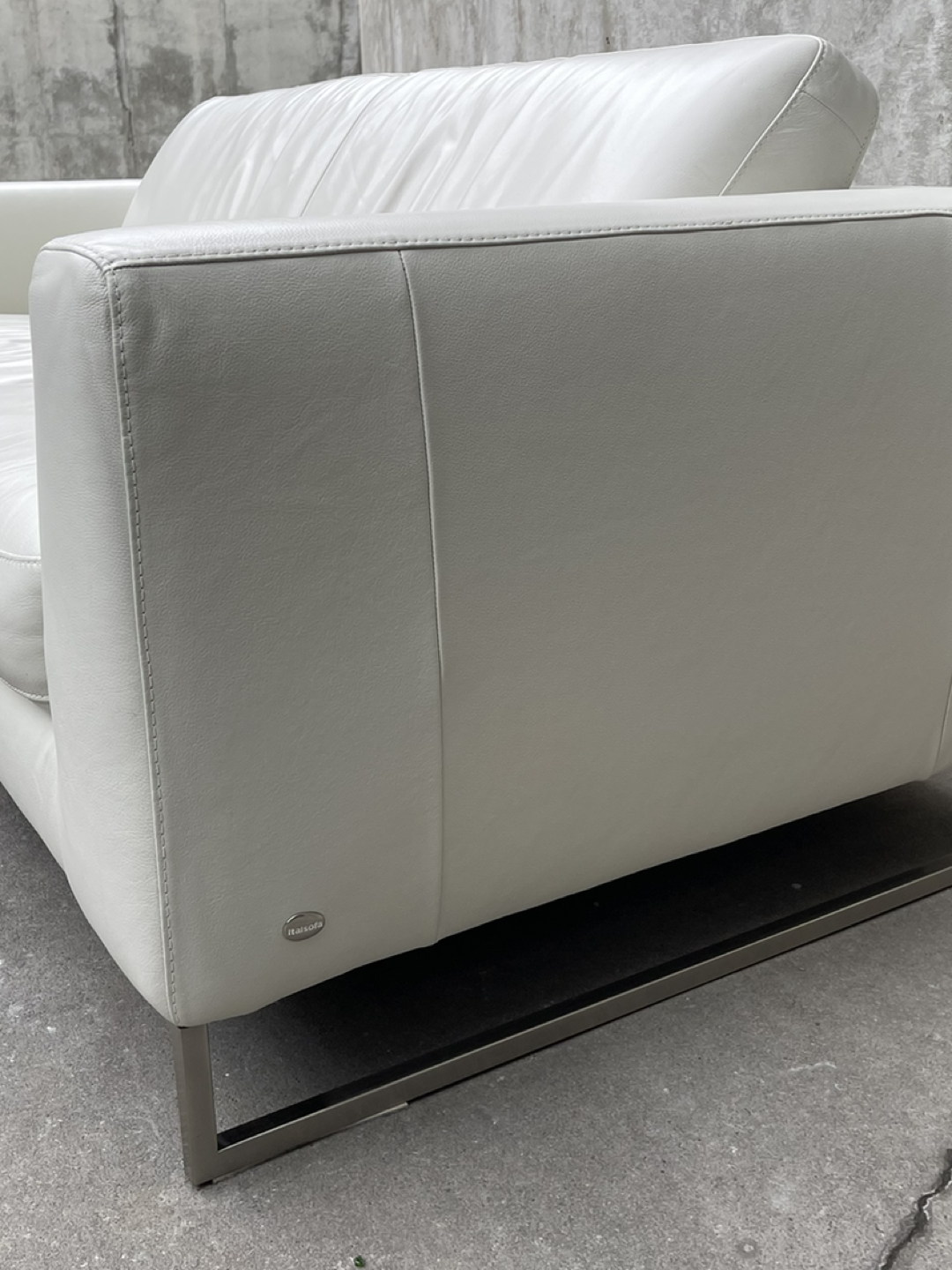 Soft Cream White Leather Natuzzi Ital Couch / 3 Seater Sofa - photo 4