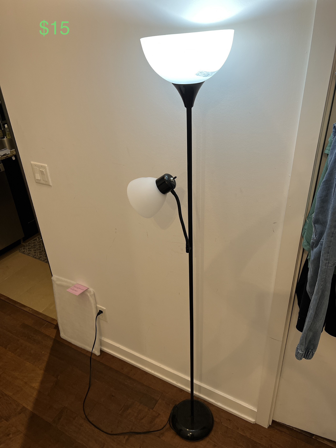 Floor lamp with reading light stand