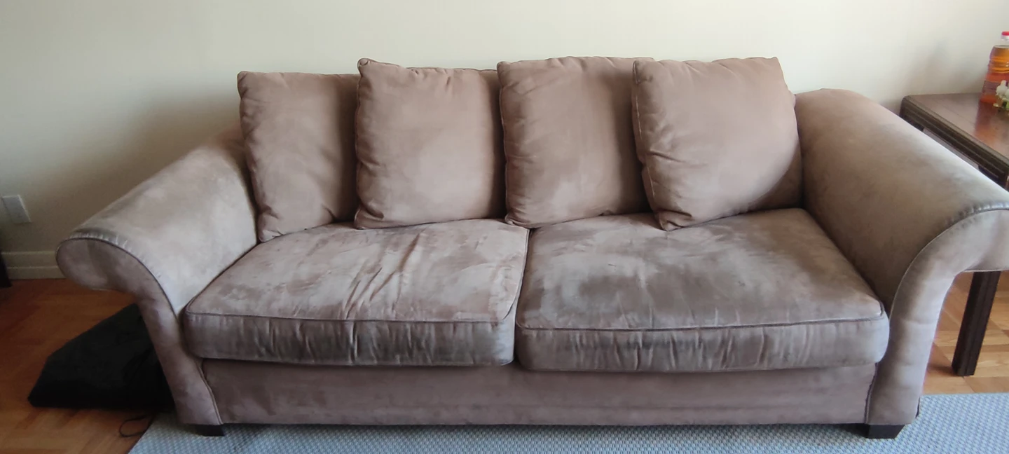 MUST GO ASAP!!! UNBELIEVABLY COMFY COUCH with water stains.