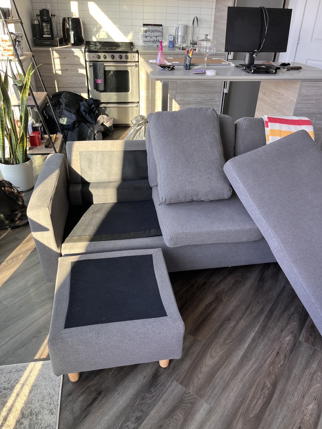 Small L Sectional Couch - Mid Grey - photo 4