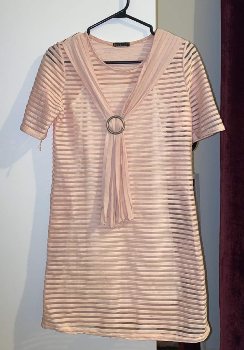 Rose gold mesh top with separate long tank top thumbnail
