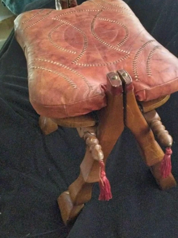 Vintage Egyptian Camel Saddle Seat Foot Stool. image indicator(4)