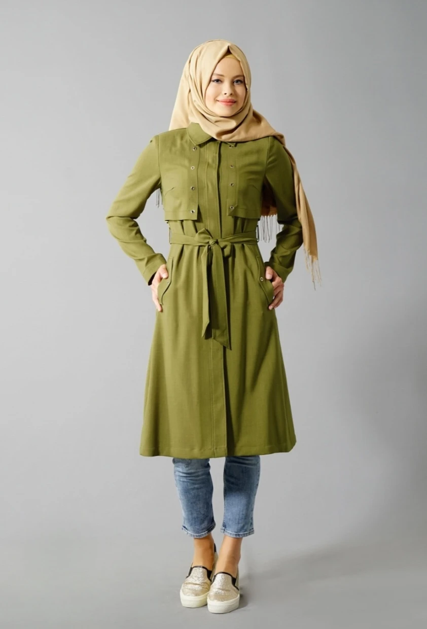 Green Dress/Trench coat