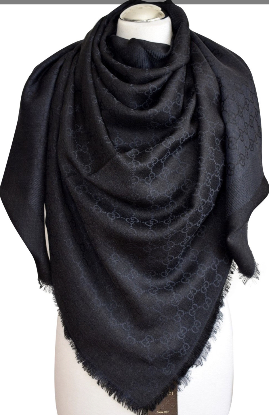 Gucci logo black scarf image indicator(4)