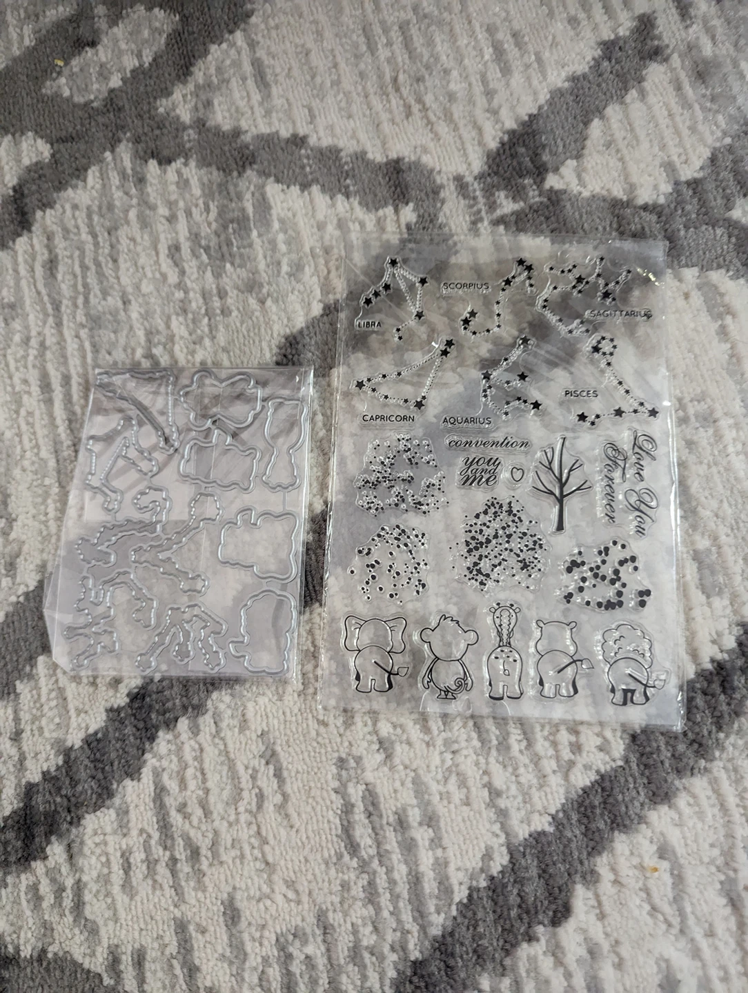 Horoscopes Stars and Animals clear cling stamps and die cut set thumbnail