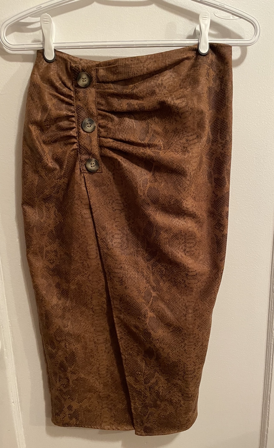 Zara XS brown snake skin pattern pencil skirt thumbnail