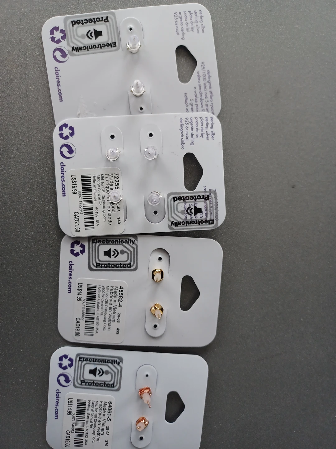$5 for a pair Claires earrings; $15 for 4 pairs image indicator(2)