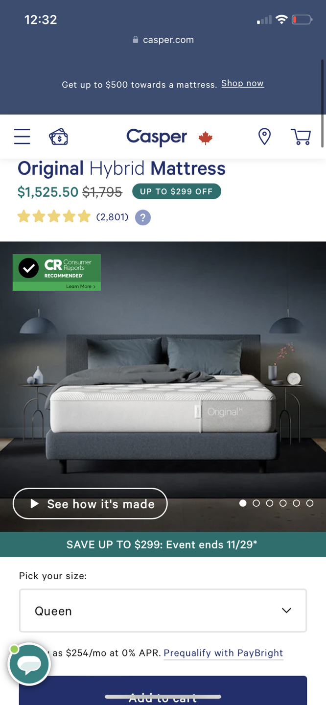 [Moving sale] Casper Queen size Bed thumbnail