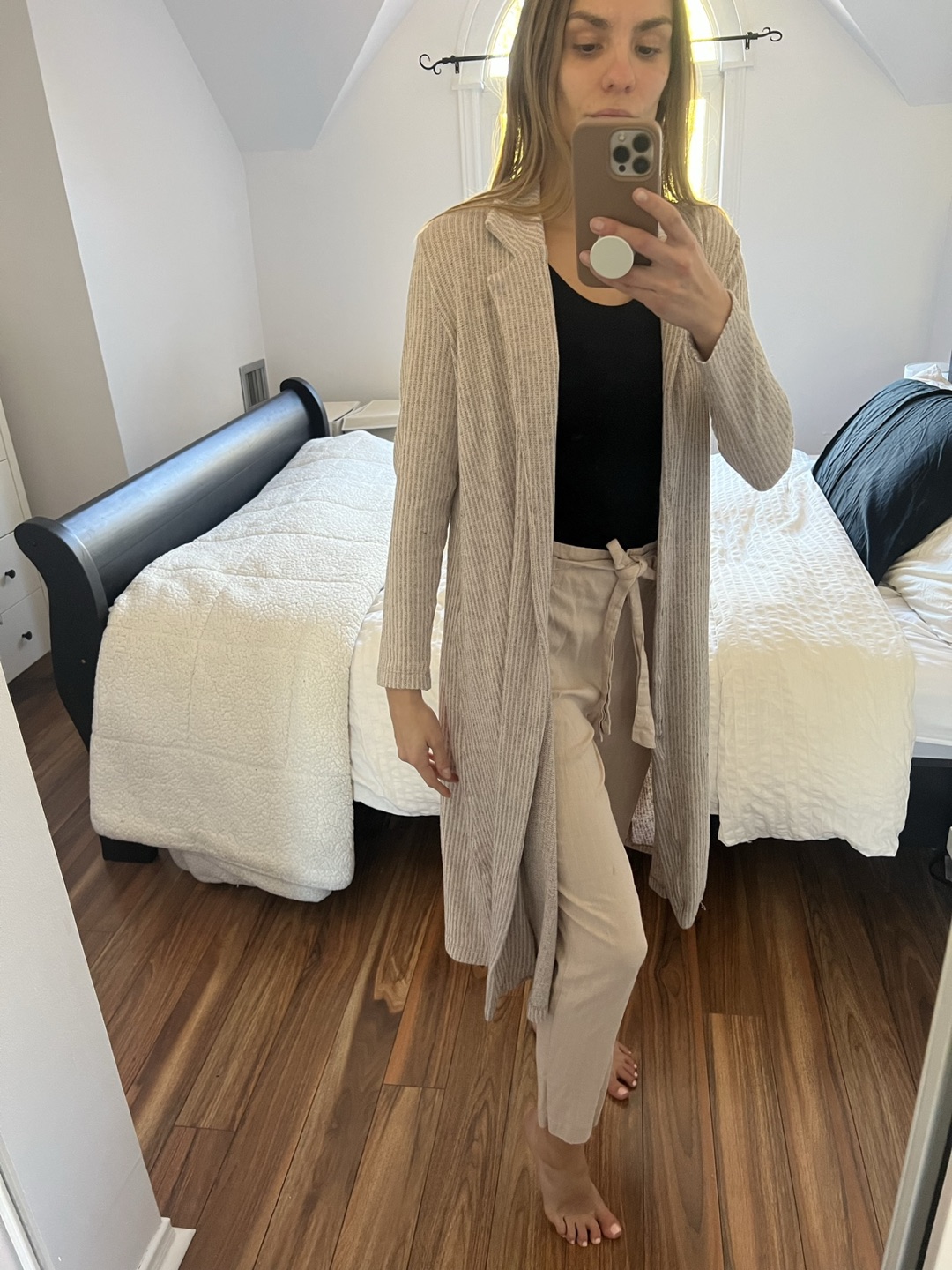 Beige/light pink blazer sweater