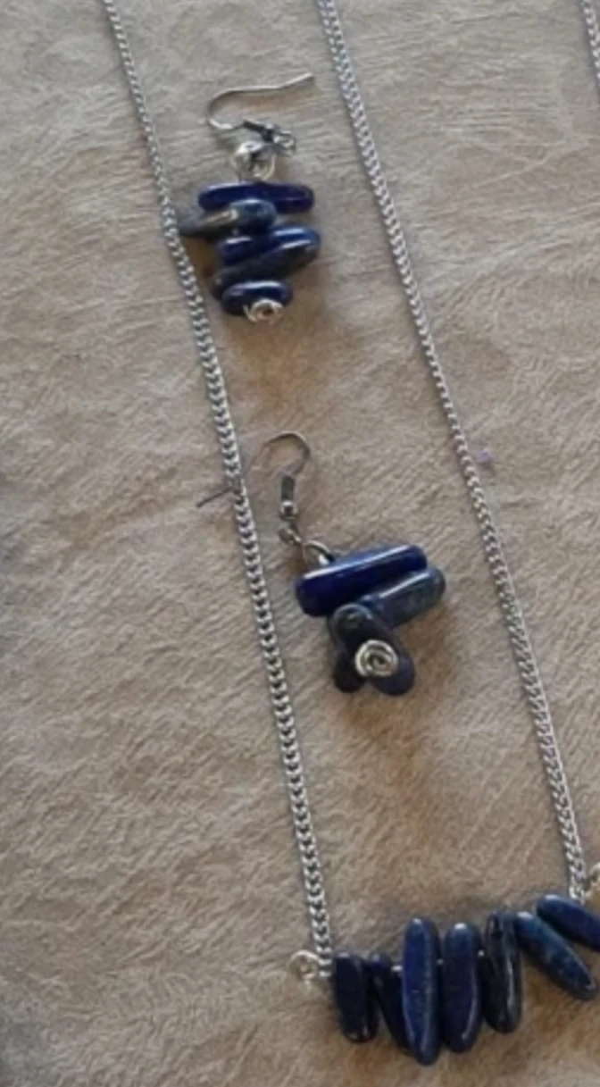 Egypt inspired Lapis Lazuli Pendant and Earrings thumbnail