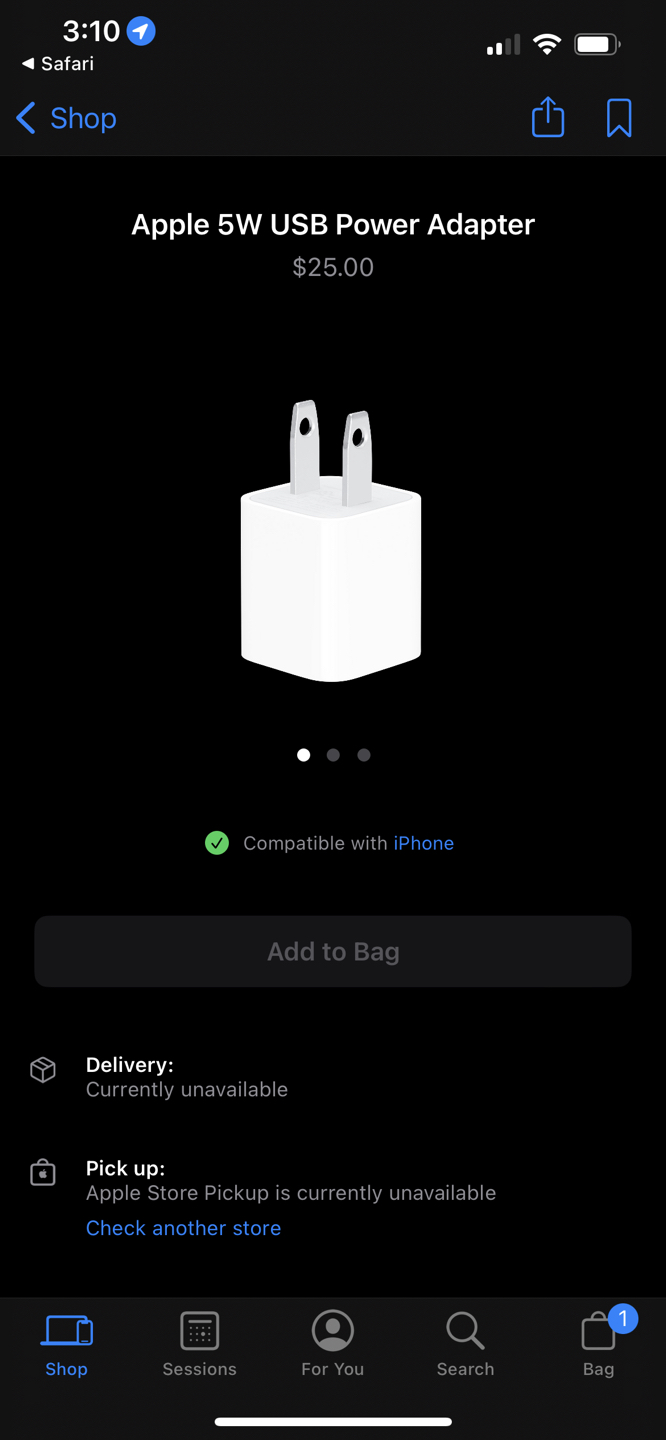 Original Apple 5W USB Power Adapter