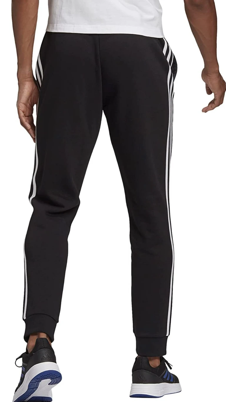 adidas Mens Essentials Fleece Tapered Cuff 3-Stripes Pants - photo 3
