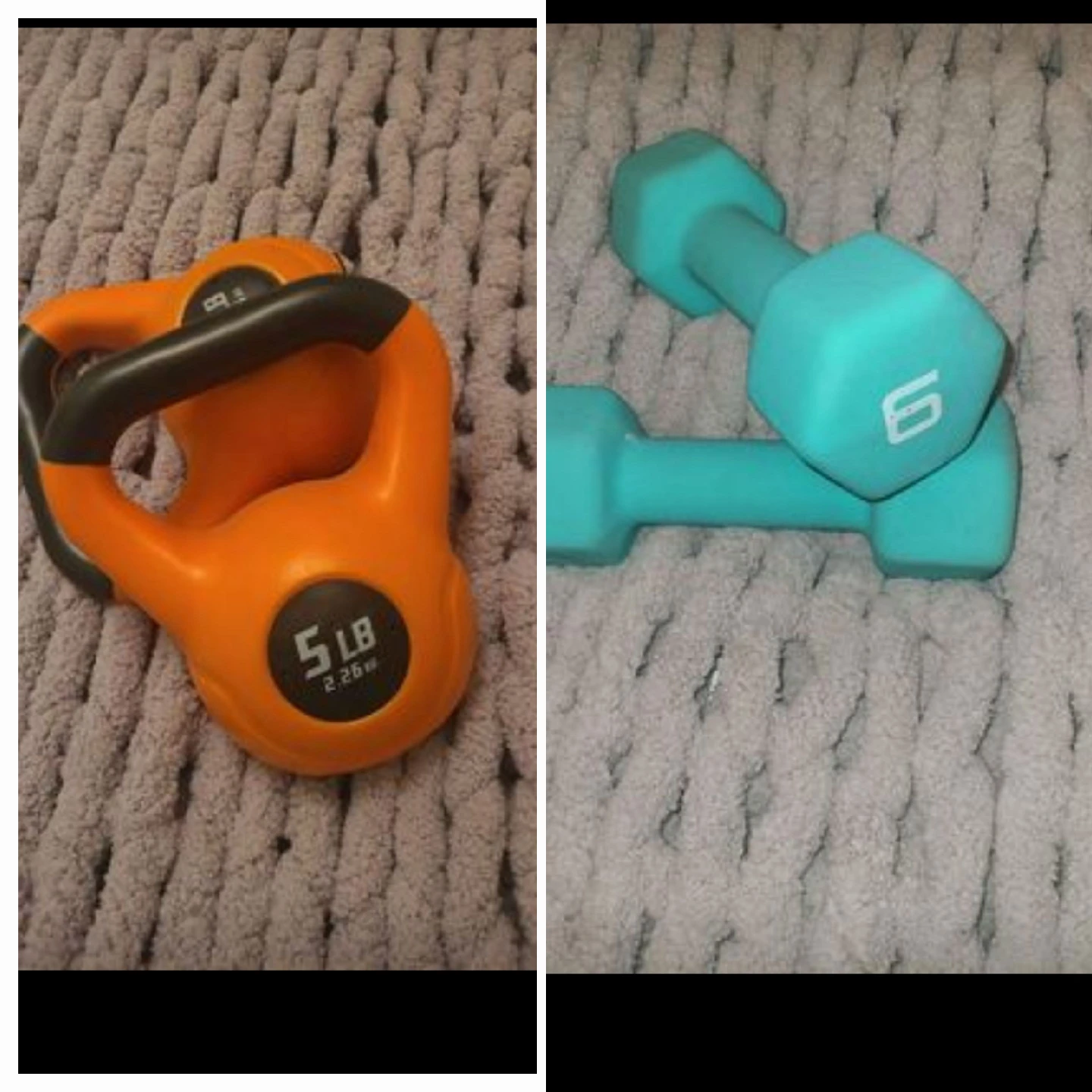 kettlebell and dumbells
