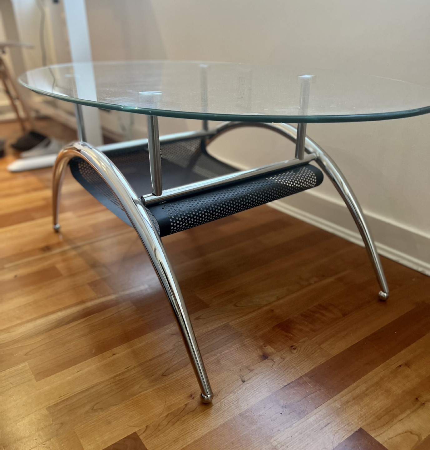 MCM glass chrome coffee table