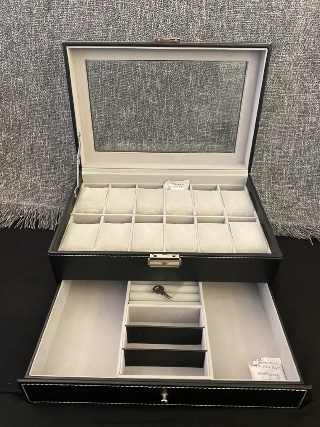 Black Leather Watch Box (12 Slots) thumbnail
