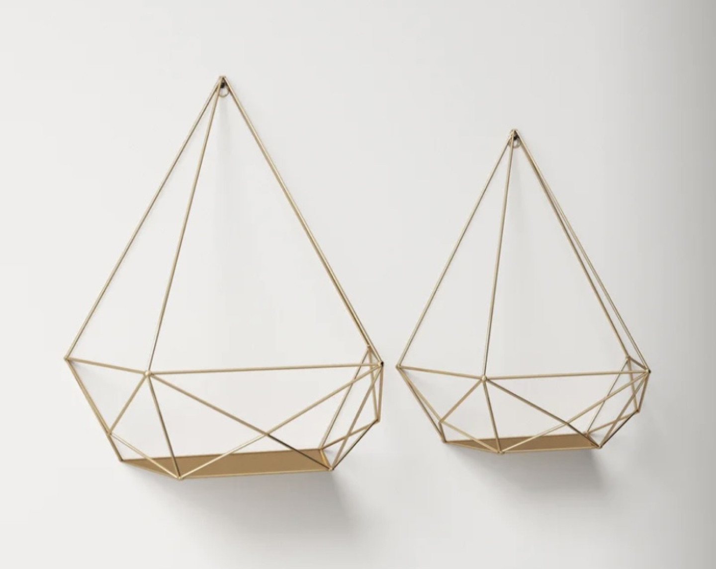 Gold 2 Piece Diamond Floating Wall Shelf (Set of 2)