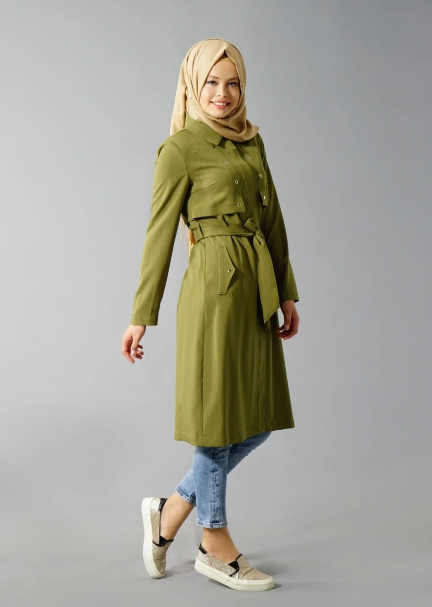 Green Dress/Trench coat - photo 4