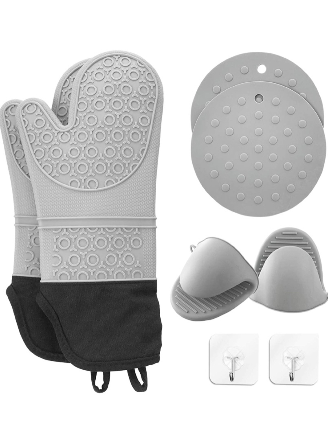 Silicone Oven Mitts and Pot Holders Set