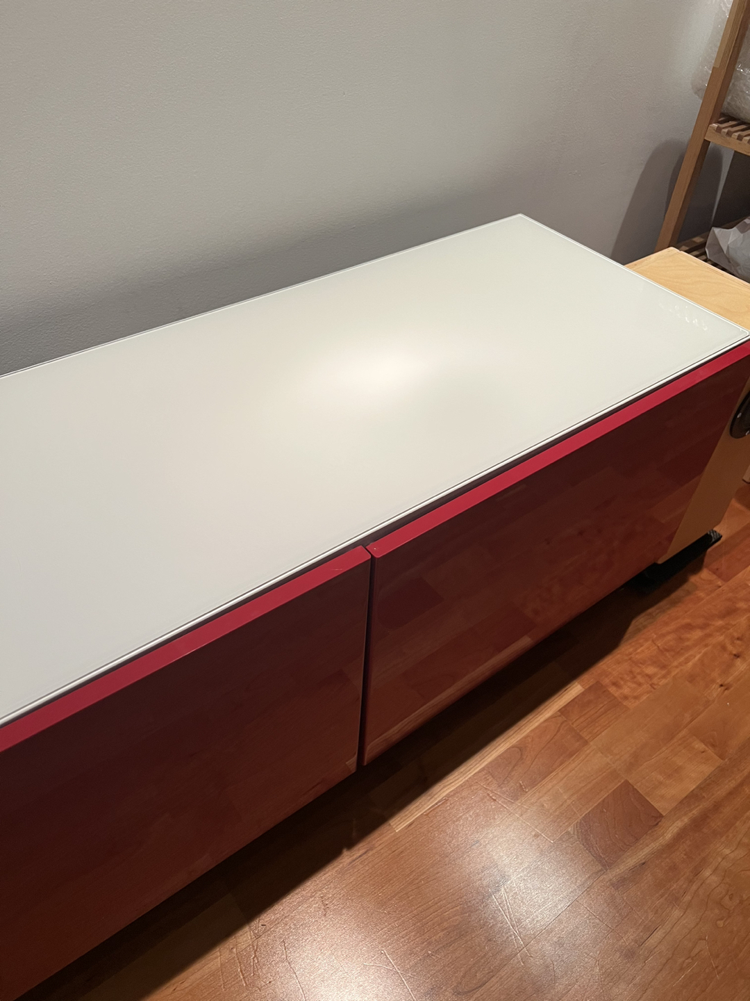 IKEA red glossy TV bench - photo 2