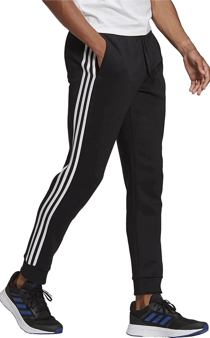 adidas Mens Essentials Fleece Tapered Cuff 3-Stripes Pants - photo 2