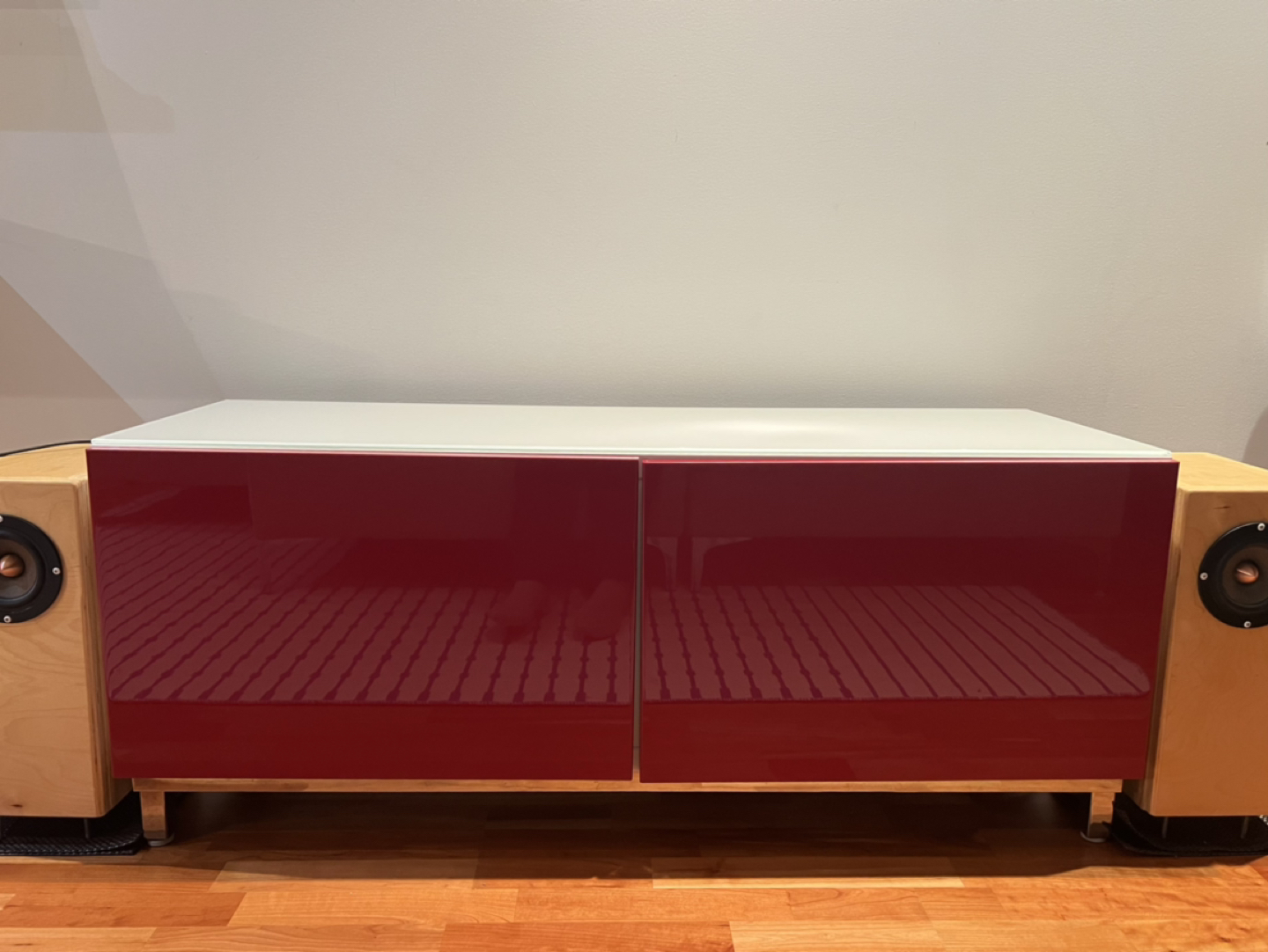 IKEA red glossy TV bench